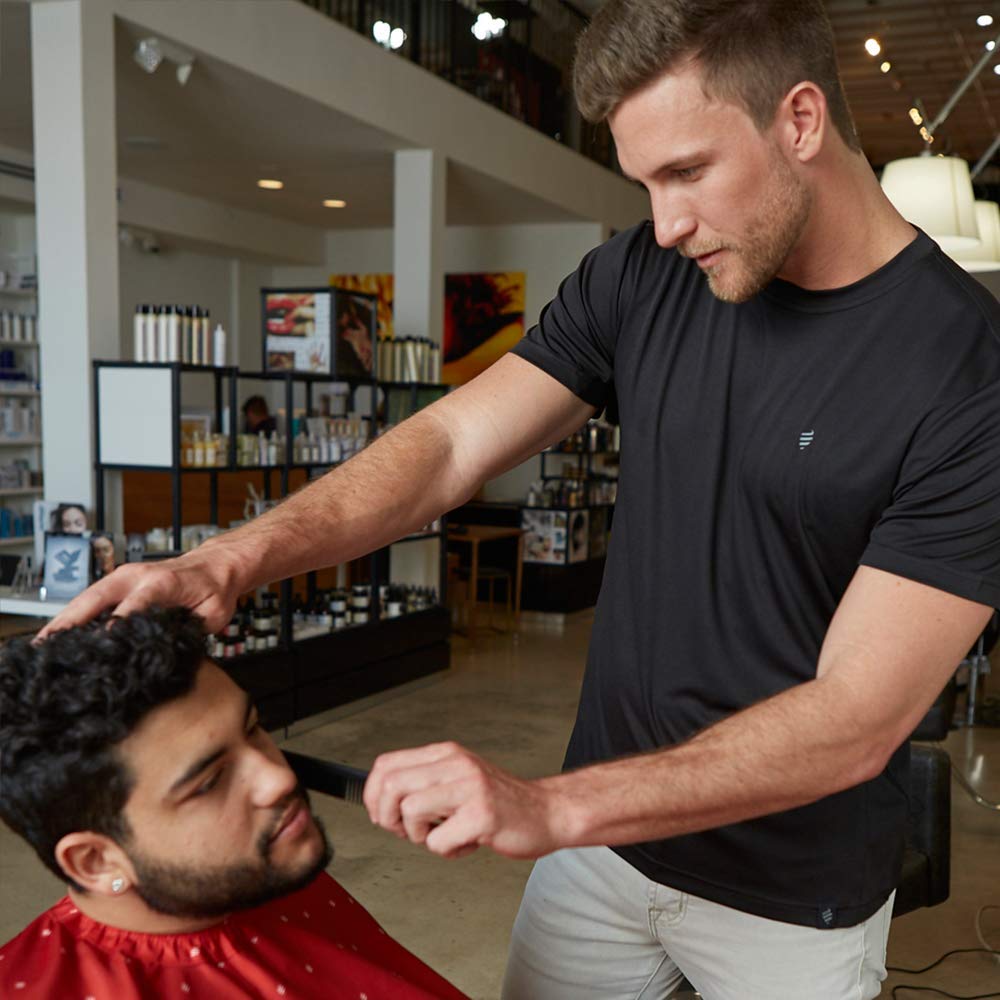 Barber Strong The Barber Tech Tee, Mens Black, Hair Repellent, Ultra Lightweight T-Shirt with Breathable Vented Side Panels, Mo